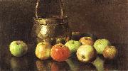 Otto Scholderer Stilleben mit Apfeln und Messingeimer oil on canvas